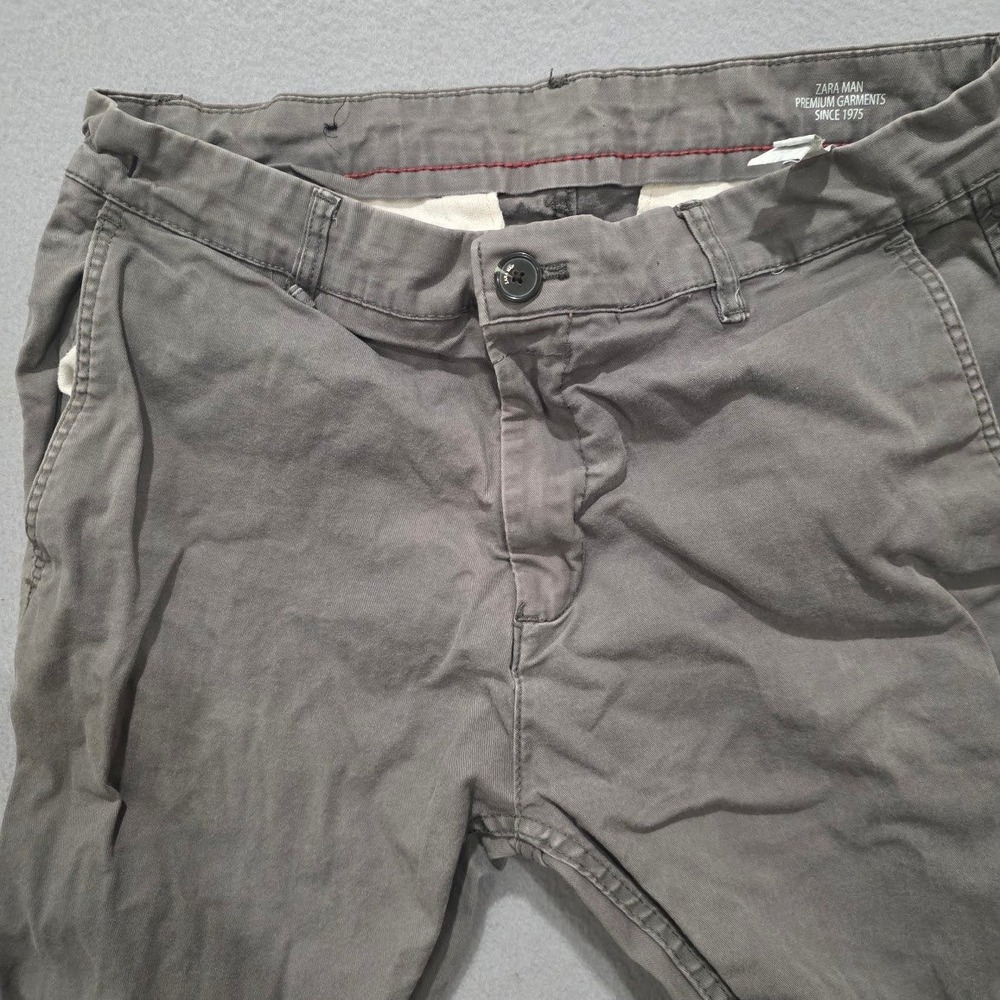 Zara Man Chinos Grey Slim Fit Basic Collection Premium Pants Mens 31 x 28 - Picture 2 of 7